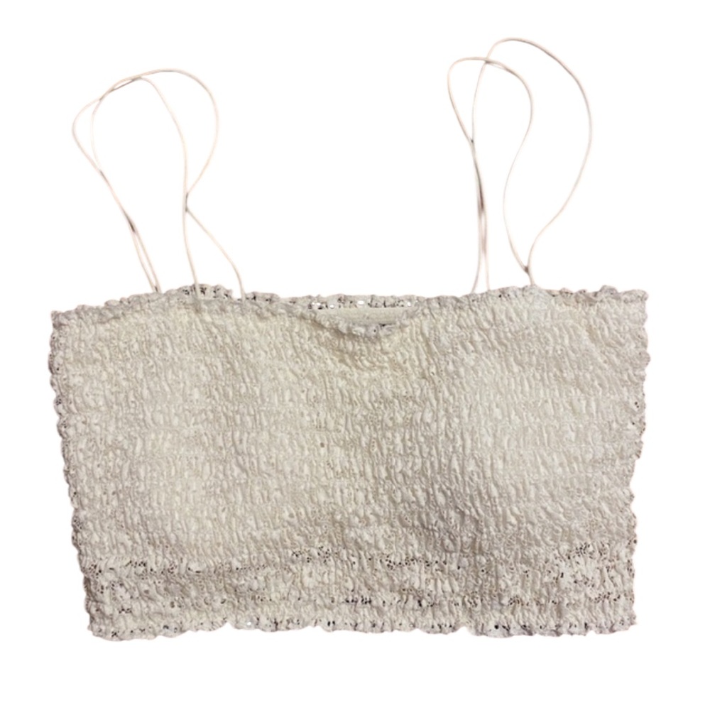 Gilly Hicks Bralette Cream Smocked Crop